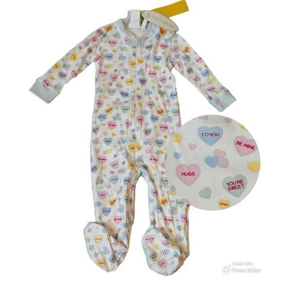 NWT Lullaby Set NB Blue Convo Heart Footie - Picture 1 of 6